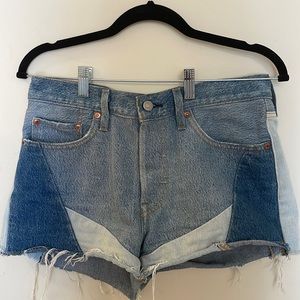 Levis 501 patchwork shorts